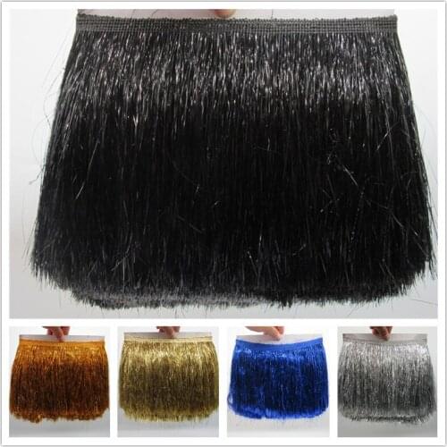 YY-tesco 5 Meters 20CM Long Lace Fringe Trim Tassel Fringe Trimming For Diy Latin Dress Stage Clothes Accessories Lace Ribbon
