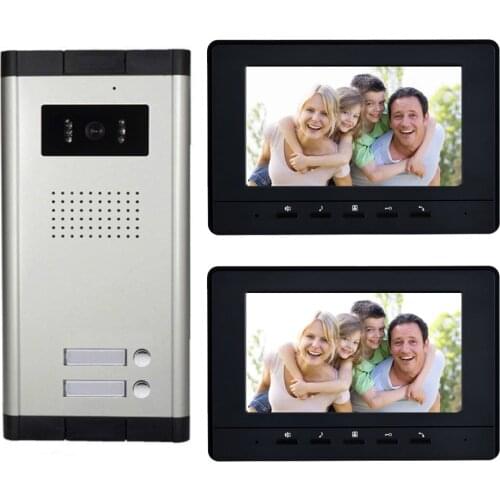 2 Units Apartment intercom system Video Door Phone Door Intercom HD Camera 7" Monitor video Doorbell for 2 Household