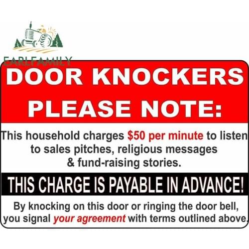 EARLFAMILY 13cm x 9cm For Warning Sign Cartoon Car Stickers Car Door Protector Decal Waterproof Vinyl Material Sunscreen Decor