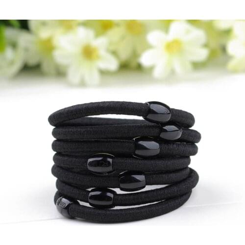 50pcs/lot Elastic rubber band hair accessory black plus velvet hair rope accessories headband brief candy color