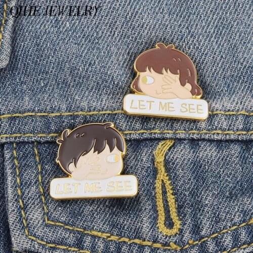 Cartoon Girl and Boy Enamel Pin Lapel pins Badges Brooches Bag Hat Backpack Accessories Women Men Couple Friends Jewelry