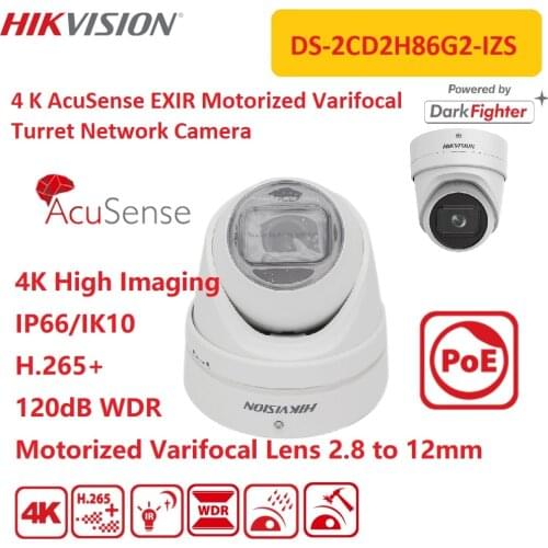 Hikvision 4K IP Camera DS-2CD2H86G2-IZS Acusense Motorized Varifocal Turret New Version Network CCTV