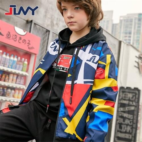 JLNY Spring Autumn Fashion Children Outerwear Sport Coat Breathable Boy Round Neck Windproof Jacket Kids Clothes For 5-13Y