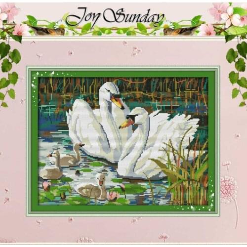 Swans Swimming Counted Cross Stitch DIY 11CT 14CT Cross Stitch Set Wholesale Animals Cross-stitch Kits Embroidery Needlework