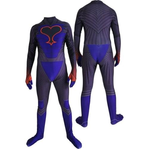 Fashion Game Cosplay Costume Women Men Zentai Fitness Jumpsuits Blue Red Party Bodysuit Lycra Halloween Performance Romper