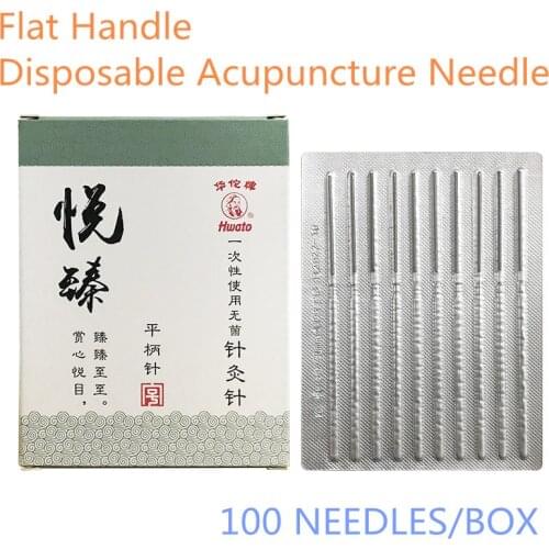 Mutli-Sizes Hwato Disposable Acupuncture Needle Flat Handle Stainless Steel Needles Medical Zhenjiu Beauty Massager Needle 100