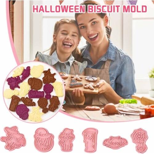 Halloween Cookie Mold Stamps - 3D Cookie Cutter Set for Baking Cake DIY Mold Cookie Cutter Kitchen Tool (6PCS)