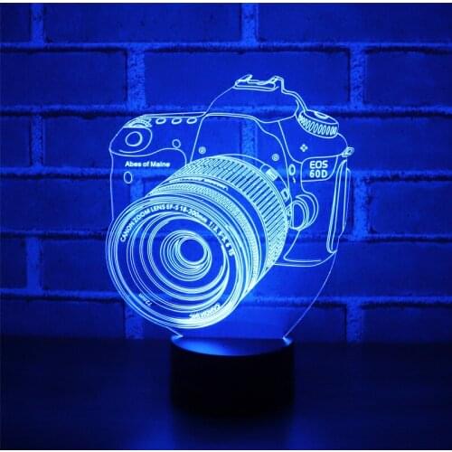 3D LED Night Light Exquisite Camera with 7 Colors Light for Home Decoration Lamp Amazing Visualization Optical Illusion Awesome