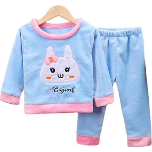 New Winter Pajamas Baby Girl Clothes Children Fashion Cartoon Warm T-Shirt Pants 2Pcs/Sets Toddler Casual Costume Kids Sleepwear