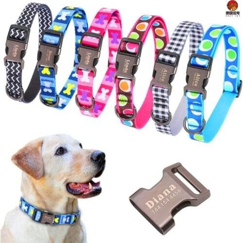 COZY JOY Dog Collar Personalized Nylon Pet Tag Custom Puppy Nameplate ID Collars Adjustable For Medium Large Dogs Engraved