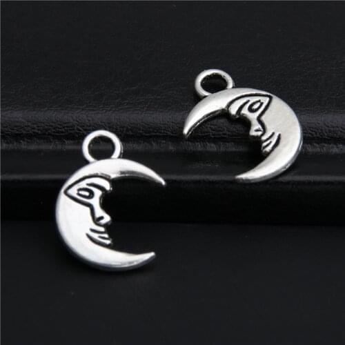 20pcs Alloy Hanging Charm Retro Silver Color Moon Pendant Charms Handmade Jewelry Making Accessories A2781