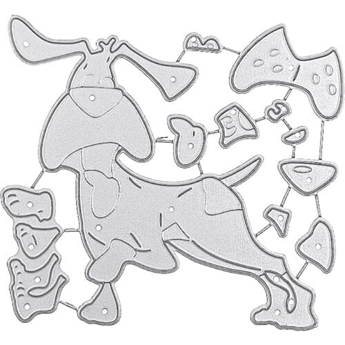 M17D 3.94x3.54In Dog Clear Stamps Embossing Mould, DIY Printing Carbon Steel Mould for Card Making and Scrapbooking