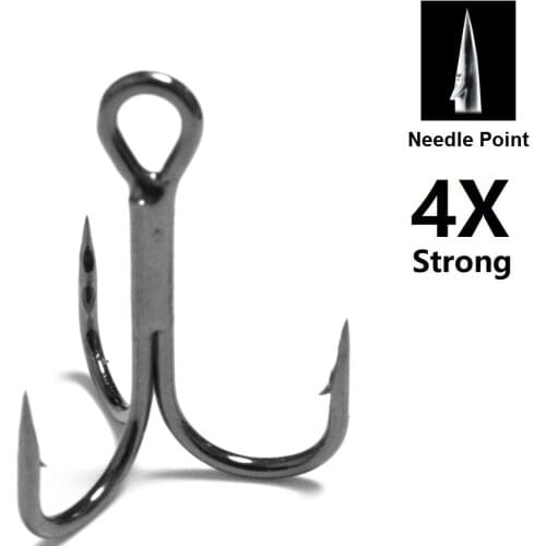 4X Strong Size #6 #4 #2 1/0 Black Nickle Round Bend Needle Point Forged High Quality Treble Fishing Hooks FH87HP30