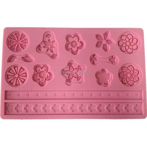Silicone Mold for Cake Decoration Fondant and Gum Pasta Mould Buttons Shaped Wilton Style Color Pink