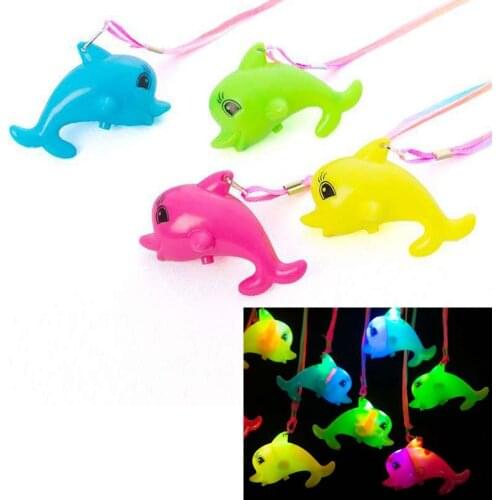 LED Glow Light Cute Children Night Lamp Toy Lights Dolphin Glow Party Supplies Birthday Gift Rubber Toys Necklace Pendant