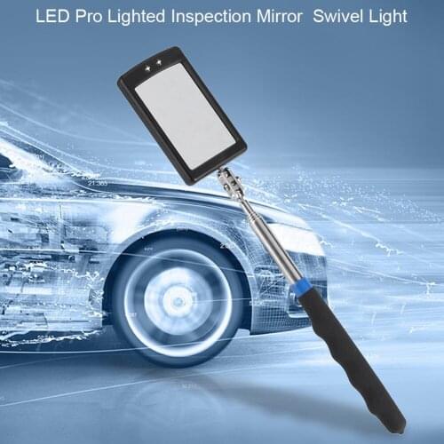 Telescoping LED Lighted Flexible Adjustable Inspection Mirror 360 Degree Swivel Extend Tool