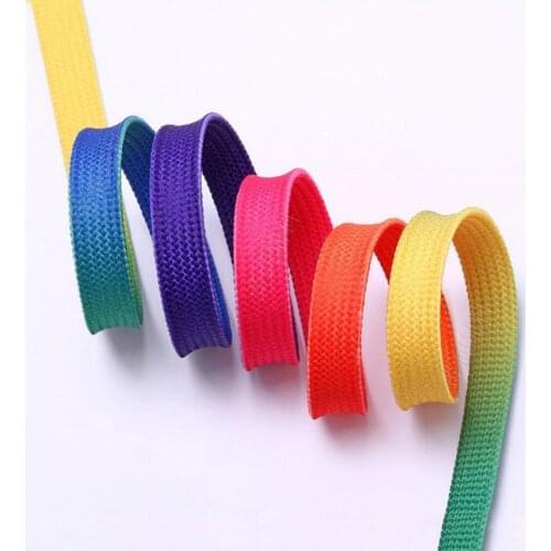 Unisex Gradient Flat Shoe Laces Boots Sport Shoe Shoelace Rainbow Canvas Strings Party Camping Shoelaces Casual Sneakers Laces