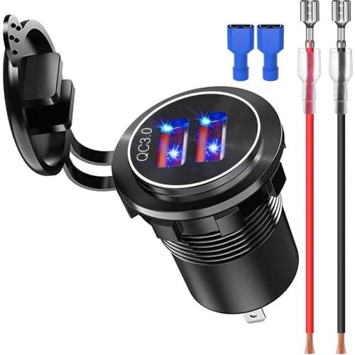 Cargador Coche Car Mobile Phone Charger Aluminum Dual USB Waterproof Charging Socket Adapter Ladowarka Samochodowa