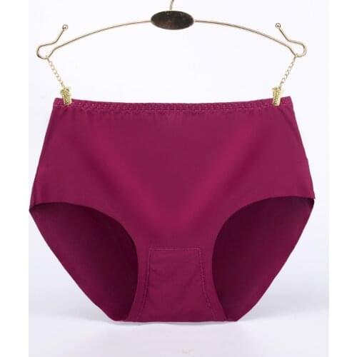 KJA220 Women Mid Waist Sexy Panties Female Ice Silk Intimates Underpants Ladies Seamless briefs Ondergoed Dames Slips