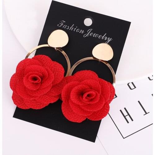 Wholesale 2020 New Flower Earrings Wedding Purple Colorful Party Womens Earrings Boho Korean Jewelry Large Ear Rings Jewelry