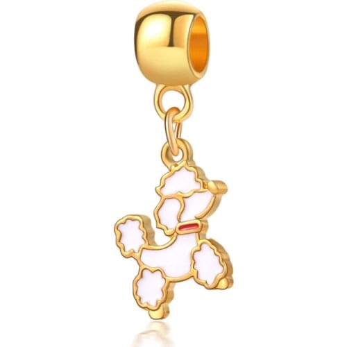 1Pcs New Cute Golden Dog Pendant DIY Beads Suitable for Original Pandora Charm Bracelet Ladies Jewelry Making Gifts