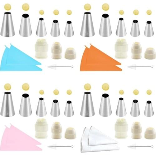 11pcs Cake Decorating Kits Round Cream Cupcakes Icing Tips Nozzles Pastry Bags Reusable Coupler Brush Baking Tool