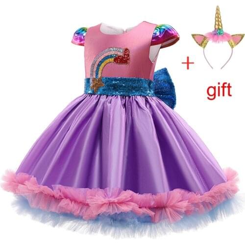 2021 Unicorn Girl Summer Dress For 2-10 Age Girls Clothing Kids Birthday Party Princess Costume Children Dresses Baby Clothes