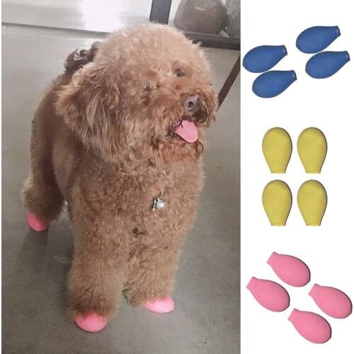 4Pcs/lot Waterproof Rubber Rain Boots Portable Dog shoes For Chihuahua Balloon Type Accessories Outdoor Footwear Socks