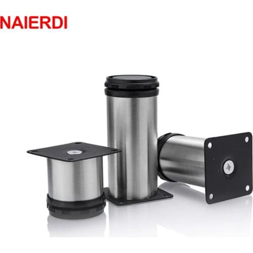 4PCS NAIERDI 5CM-30CM Furniture Adjustable Cabinet Legs Stainless Steel Table Sofa Bed Home Metal Foot With Screws Hardware