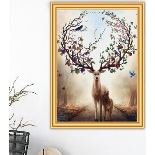 5D Diamond Painting Fantasy Deer DIY Cross stitch Full Square Drill Diamond Embroidery Mosaic Art Picture of Rhinestones Decor
