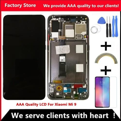 6.39 Original Amoled For Xiaomi Mi 9 LCD With Frame Display Screen For Xiaomi MI 9 LCD Screen Display M1902F1G