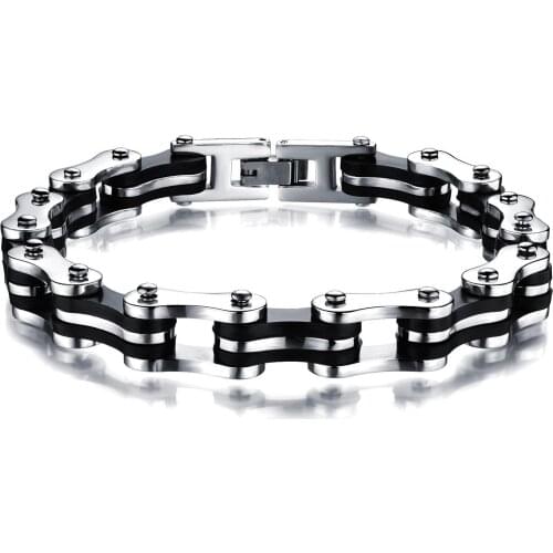 9mm Men Cool Bracelet Men Women Rhinestone Titanium Stainless Steel Bike Bicycle Motorcycle Chain Bracelet Bangle Jewelry Gift