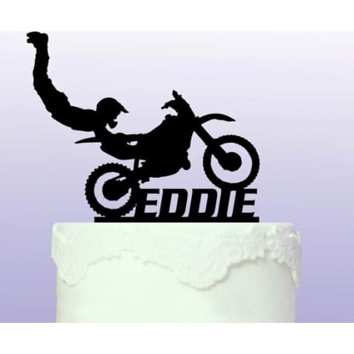 Acylic Motocross Personalised boys first name birthday cake topper prince baby shower party decorations