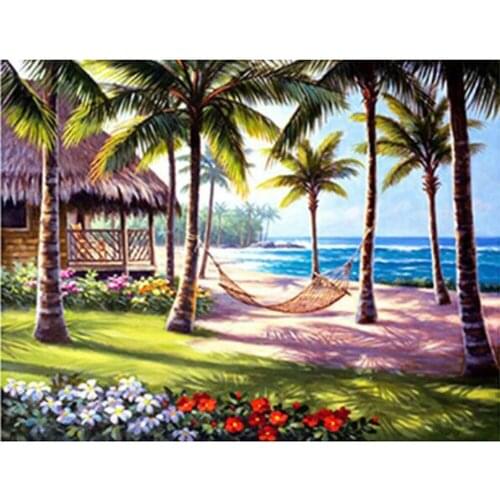 5D Full Diy diamond painting handmade Summer beach landscape cross stitch square diamond sets Diamond embroidery DA164