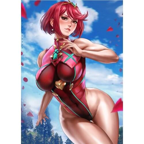 Anime Sexy Pink Bow Bikini Girl Pyra Canvas Art Poster Game Print Custom HD Hanging Picture Wall Painting for Bedroom Decoration