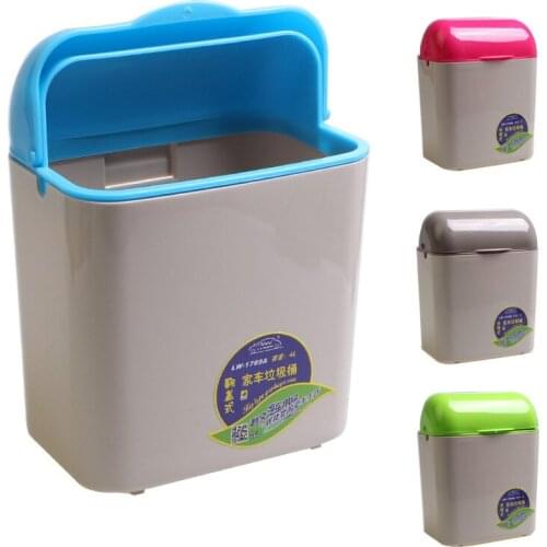 Car trash can clamshell type/swing type family car two-use trash bin storage box Red Blue Green Gray