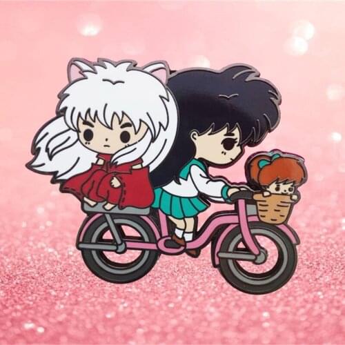 YAOJIE Inuyasha Kagome and Shippo Brooch Pins Enamel Metal Badges Lapel Pin Brooches Jackets Jeans Fashion Jewelry Accessories