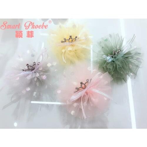 Boutique 15pcs Fashion Rhinestone Tiaras Hairpins Glitter Tulle Floral Crown Hair Clips Princess Headwear Girls Hair Accessories