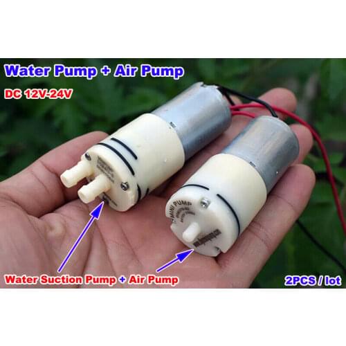 DC 12V-24V Small Mini 370 Motor Air Pump Oxygen Pump Water Pressure Suction Pump 2pcs (Air Pump and Water Pump)