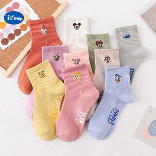 Disney Mickey Donald Duck Winnie the Pooh Stitch Womens Socks Spring and Summer Cotton Cute Cartoon Wild Student Trendy Socks