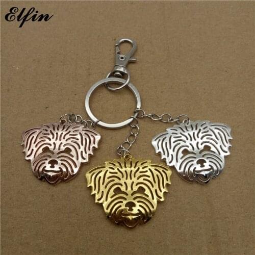 Elfin Trendy Shih Tzu Key Chains Gold Color Silver Color Animal Pet Memorial Coton de Tulear Key Rings Jewellery Women Men