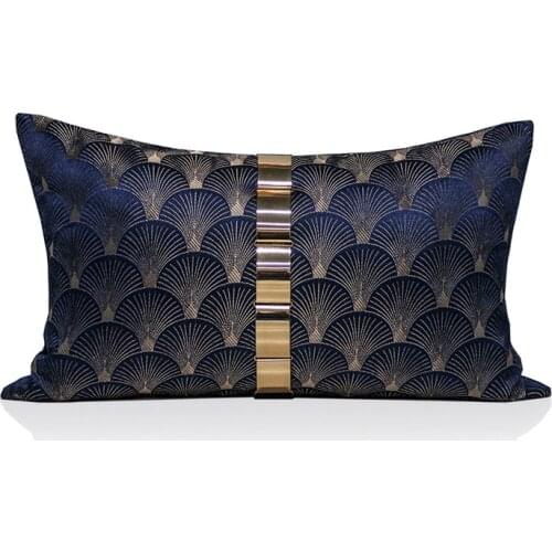 Geometric Home Decorative Cushions Classic Printed Pillowcase Gold Metal Waist Pillows For Sofa Living Room 30x50cm