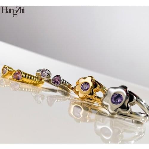 HangZhi 2021 New Trendy Heart Flowers Rhinestone Open Geometric Golden Silver Color Metal Rings for Women Girls Party Jewelry