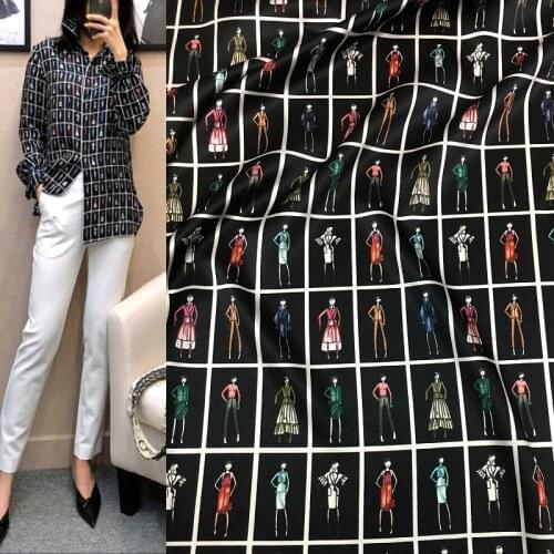 Personalized fashion model printed mulberry silk fabric silk stretch satin fabric brand new product M