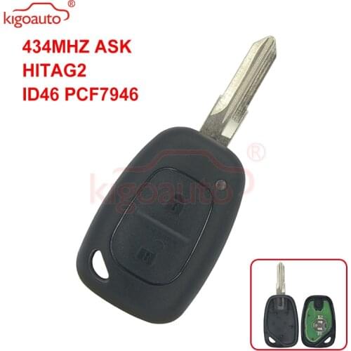 Kigoauto 8200008231 remote key 2 button 433Mhz VAC102 ID46-PCF7946 for Renault Kangoo 2005 2006 2007 2008