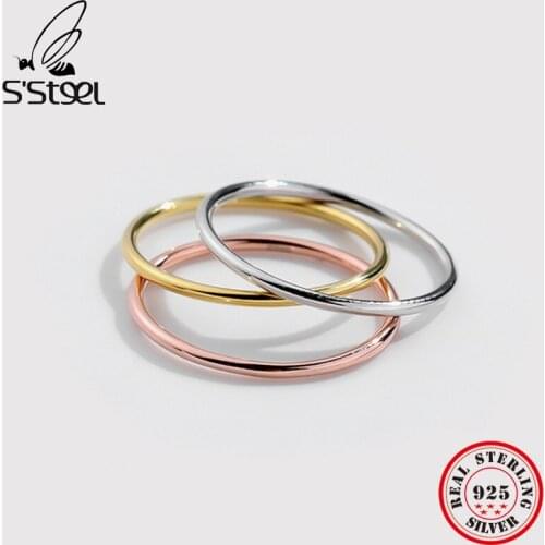 SSTEEL Minimalist Rings Gift For Women 925 Sterling Silver Trendy Geometric Ring Bijoux Argent 925 Massif Pour Femme Jewellery