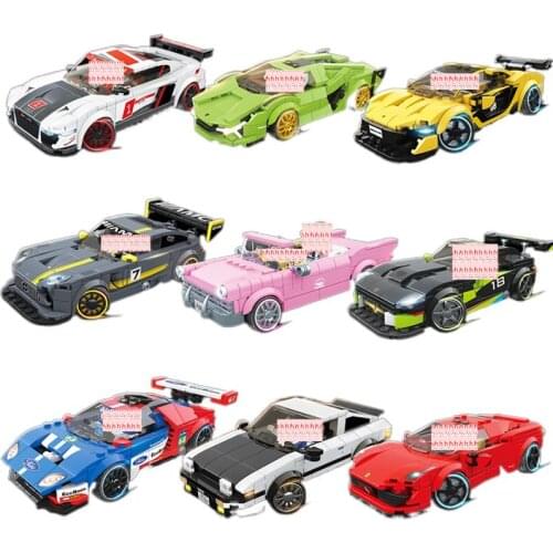 New Product 8 Grid Racing Car Assembled Sports Car Building Block Model Boy Toy Small Particle Building Block Toy Gift