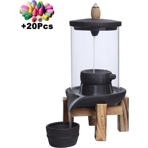 Creative Home Decorations Windproof Backflow Incense Burner Desktop Lucky Peaceful Ornaments Indoor Incense Fountain&Candlestick