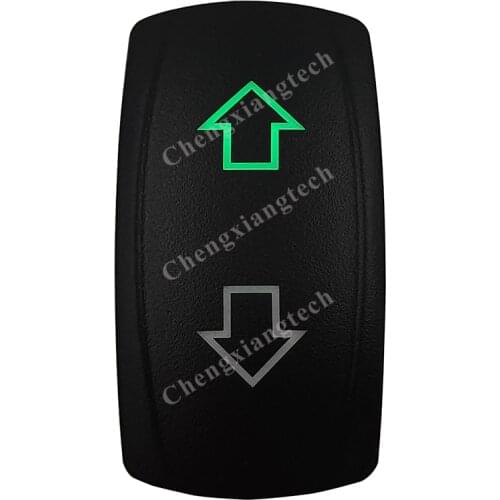 Boat Car Momentary ON/OFF/ Momentary ON DPDT Rocker Toggle Switch- ARROWS UP & DOWN - Green Led Waterproof for Carling ARB NARVA