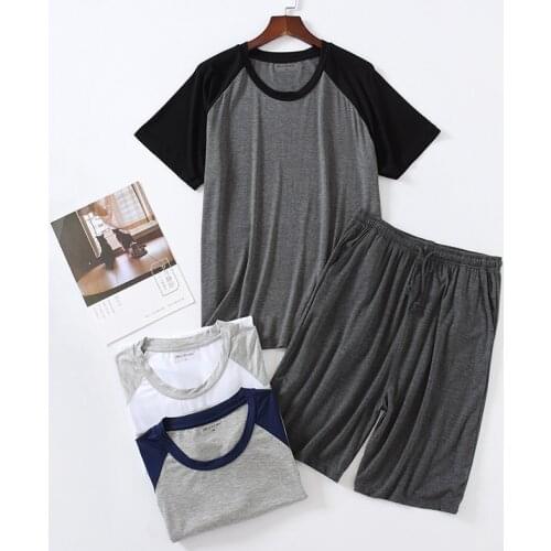 Modal Pijamas for Mens Thin Loose Short-sleeved Shorts Summer Can Be Worn Outside Sportswear Suit Pijama Herren Pijama Femme Ete